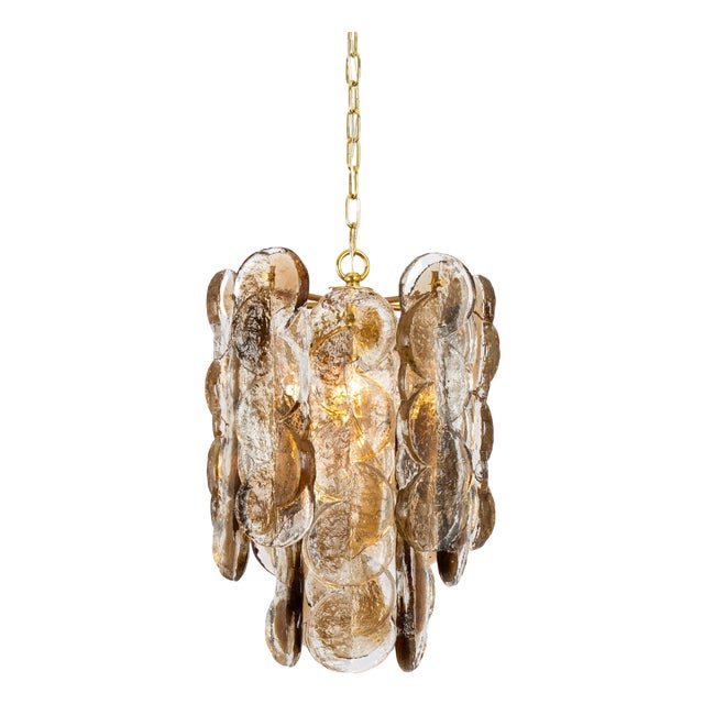 Murano Smoked Glass Pendant Light attributed to Kalmar, Austria, 1970s For Sale