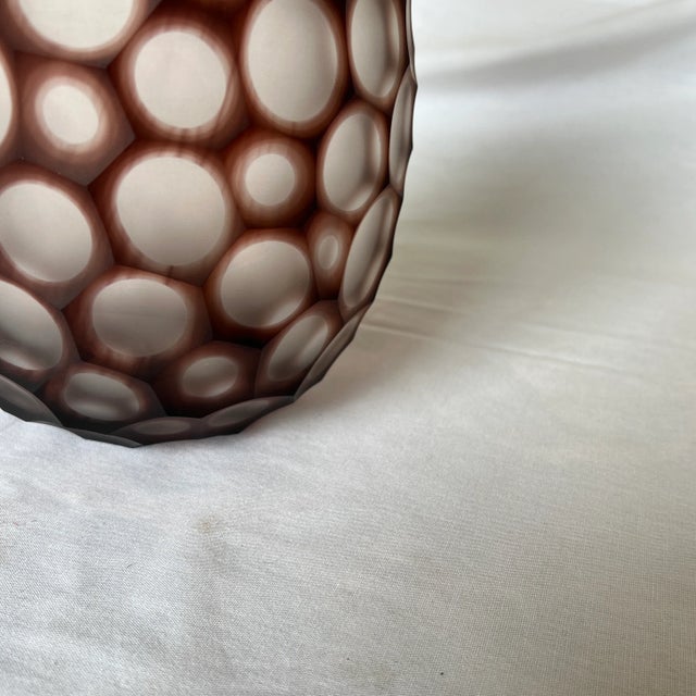 Italian Hand Blown Murano Glass Vase in Eggplant Color Signed by Artist For Sale - Image 11 of 13