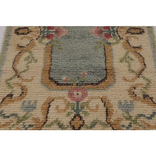 Rug & Kilim Vintage Swedish Rya Rug, Ivory With Scandinavian Floral Scrollwork - Rug & Kilim For Sale - Image 4 of 8
