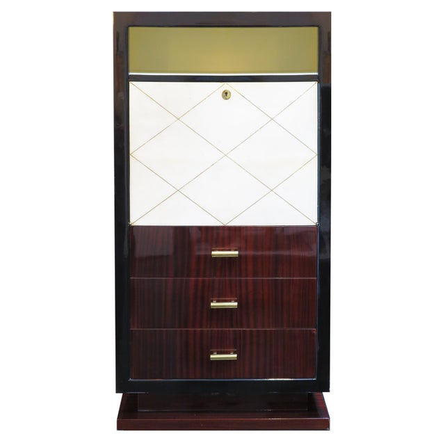 Art Deco French Art Deco Rosewood and Parchment Secretary From 1930's For Sale - Image 3 of 3