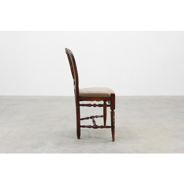 Gustavian (Swedish) Antique Gustavian Walnut Chair with Leather, 1700s For Sale - Image 3 of 14