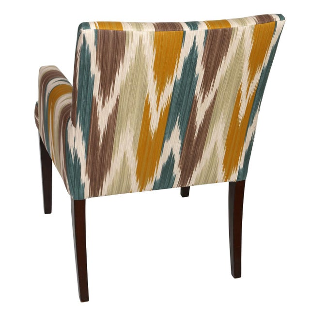 Modern Pair of Modern Ikat Upholstered Arm Chairs, Lee Jofa Fabric For Sale - Image 3 of 3