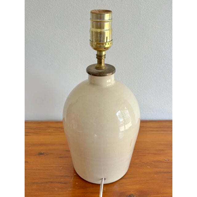 1980s Hand Painted Violets Pottery Lamp For Sale - Image 6 of 8