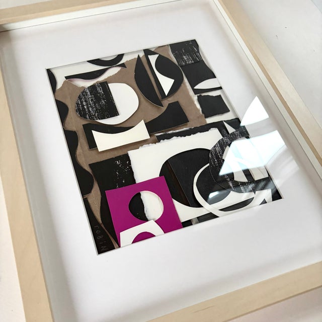 Original art painted collage by robin. Mixed media on paper made in France. Framed under polystyrene with acid free mat....