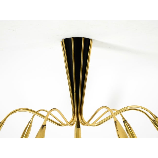 Large Mid-Century Modern Brass 9-Arm Sputnik Chandelier, 1950s For Sale - Image 11 of 18