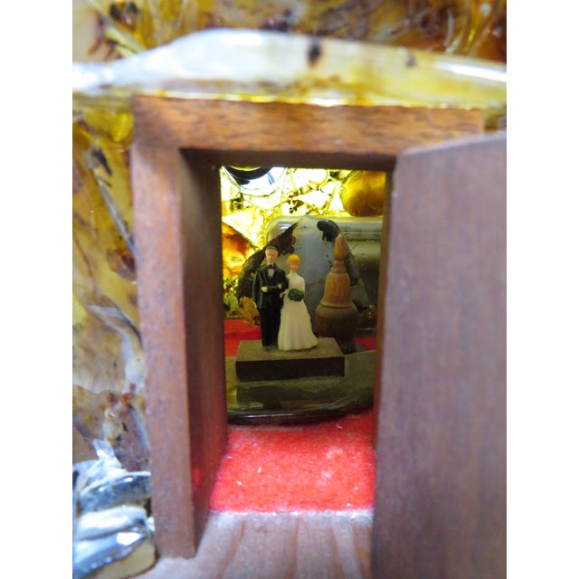 Handmade Sliced Agate ~ Stone Church Art Sculpture ~ Lamp & Music Box ~ Vintage Wedding Chapel Diorama For Sale In Seattle - Image 6 of 18