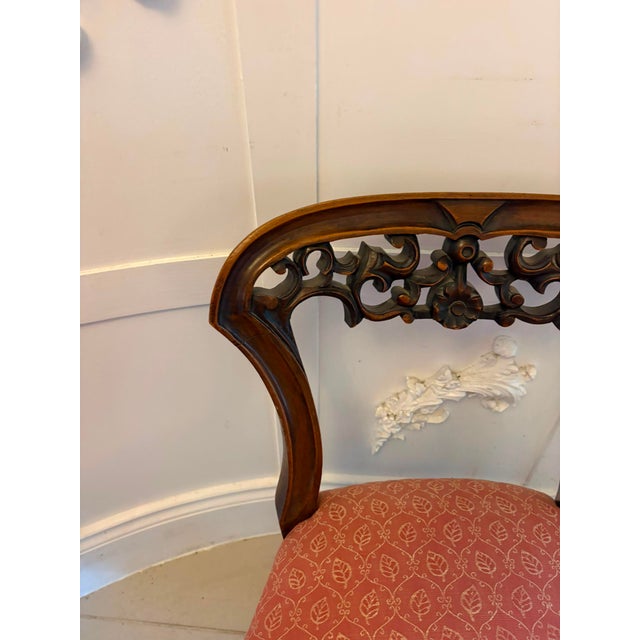 Antique Victorian Side Chairs in Carved Walnut, 1860, Set of 2 For Sale - Image 10 of 17