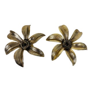Golden Florentine Flower Shape Flushmounts by Willy Daro for Massive - A Pair For Sale