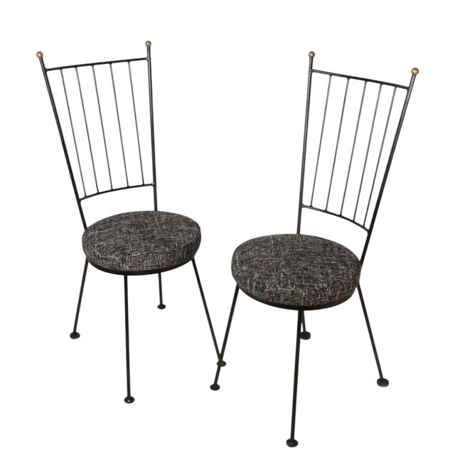 Metal Pr. Mid Century Wrought Iron Side Chairs After Mathieu Mategot C. 1950's For Sale - Image 7 of 16