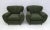 Pair of Italian sculptural armchairs designed by Guglielmo Ulrich, very comfortable. Recently covered in green Bouclè,...