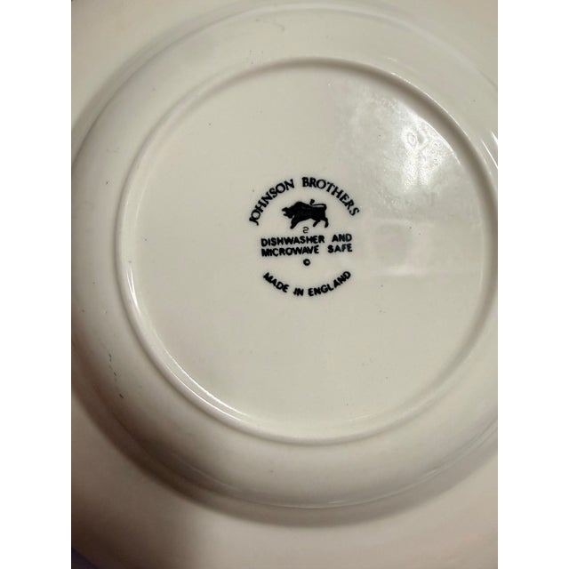 2000 - 2009 Johnson Brothers Red Transferware Rimmed Soup Bowls Set of 4 For Sale - Image 5 of 6