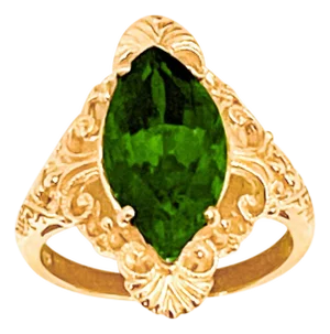 6 Ct Natural Marquise Cut Green Tourmaline Ring in 14 Karat Yellow Gold