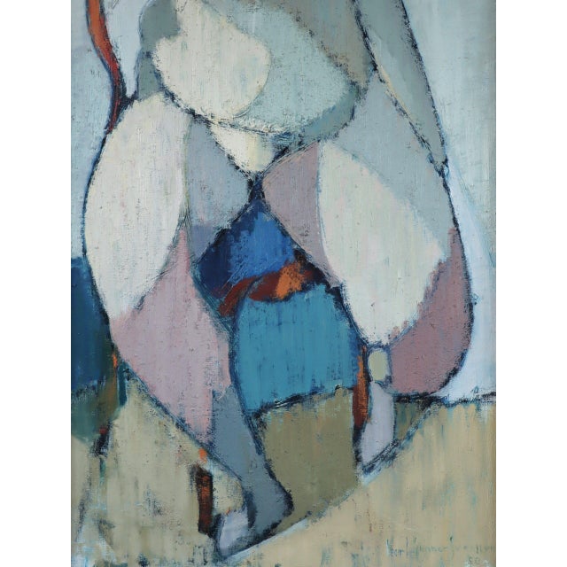 1950 Mid-Century Modern 'The Patience of Form' Swedish Vintage Abstract Figurative Oil Painting, Framed For Sale - Image 9 of 13