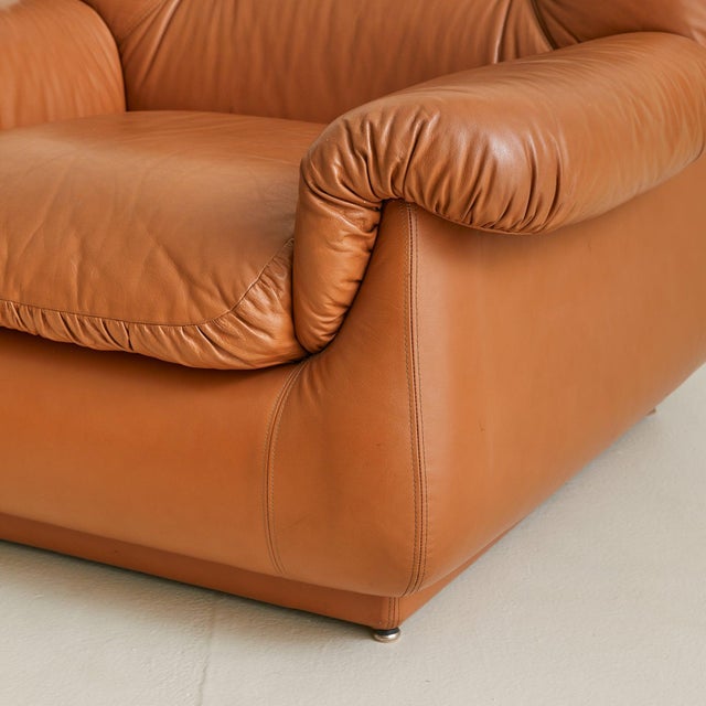 Italian Cognac Leather Lounge Chair, 1960s - 2 Available For Sale - Image 4 of 18