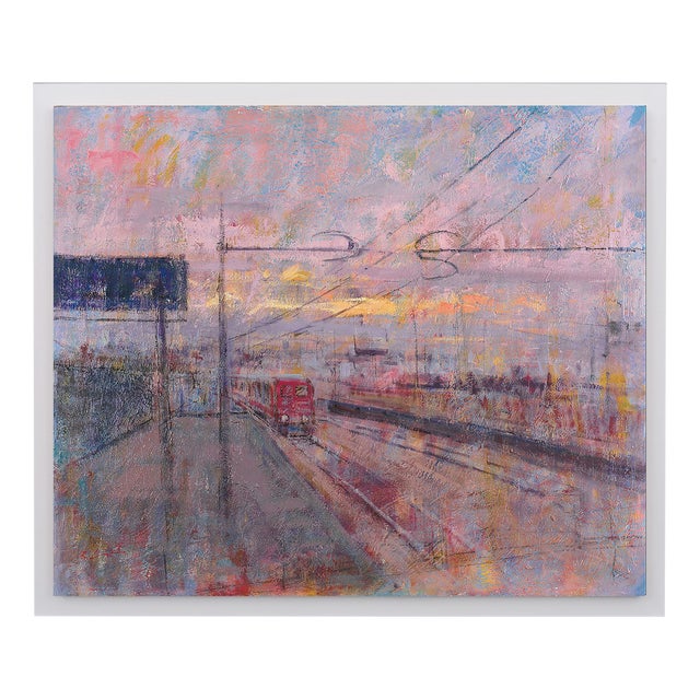 Renato Criscuolo, The Train Abstract Cityscape, Oil on Canvas, 2000s For Sale