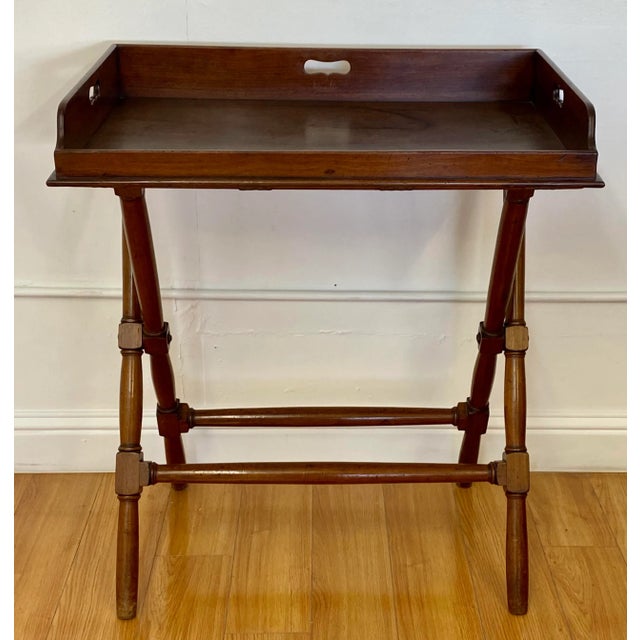Brown 19th Century Mahogany Serving Tray on Folding Stand For Sale - Image 8 of 8