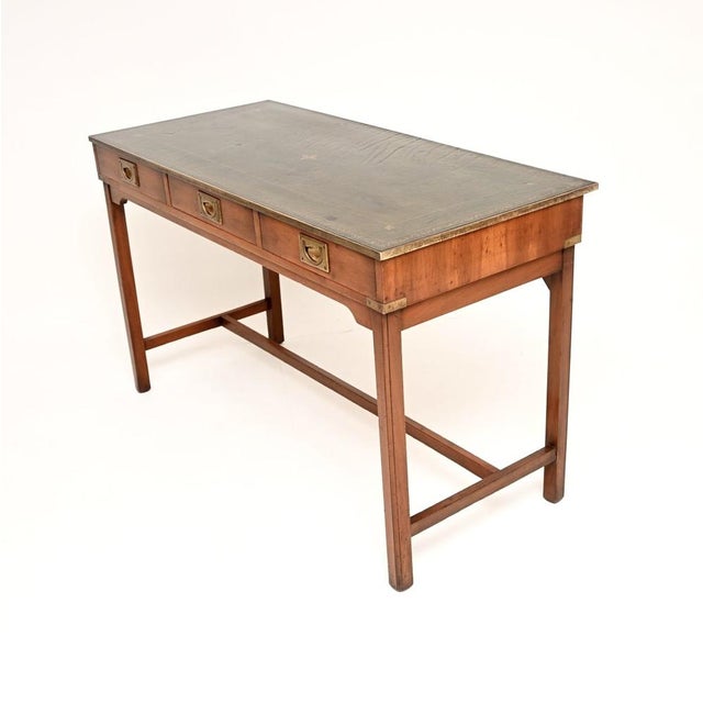 Antique Military Campaign Desk in Yew Wood, 1950s For Sale - Image 4 of 11