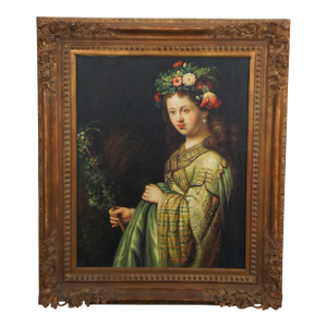 Portrait of Saskia as Flora Oil Painting After Rembrandt Van Rijn