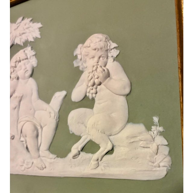 Antique 18th Century Wedgwood Sage Green Jasperware Wall Plaque of Faun-Like Putto Circa 1790 For Sale - Image 12 of 13