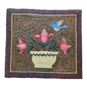 In Flight - Hand Hooked by Designer - 100% Wool / Linen Backing