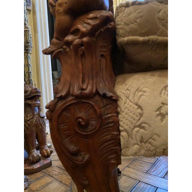 Antique White Venetian Baroque 19th Century Walnut Carved Bench For Sale - Image 8 of 11