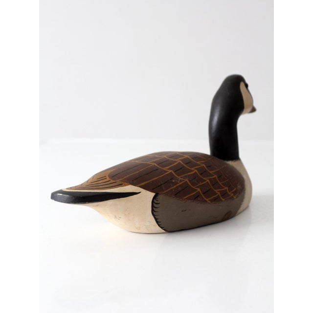 Vintage Hand Carved Painted Canada Goose Decoy For Sale - Image 4 of 17