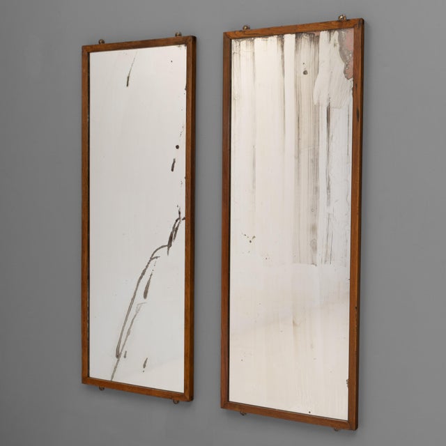 Wood Vintage Oak Framed Mirrors, 1950 For Sale - Image 7 of 7