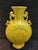 Art Deco Chinese Ceramic Vase Ming Dynasty Hongzhi Marked Yellow Glaze Porcelain Vase Hand Carved Double Dragon Ears For Sale - Image 3 of 11