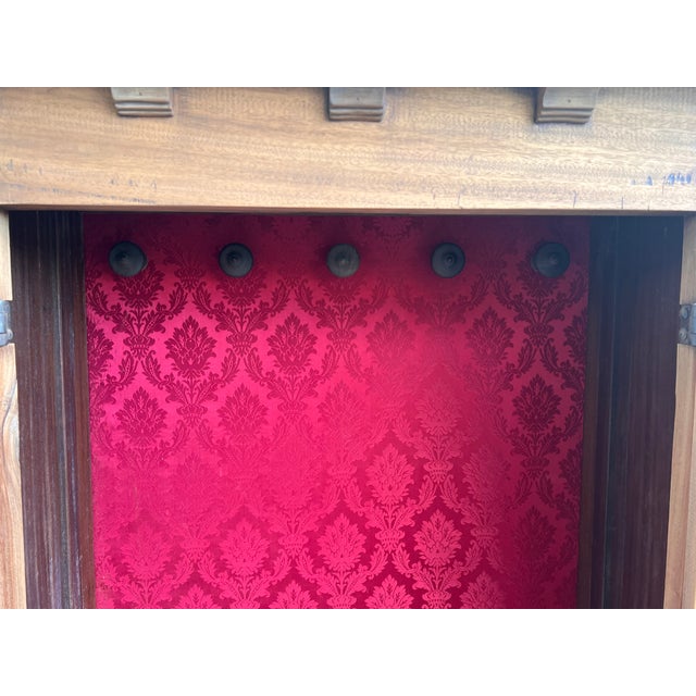 Spanish Gothic Style Walnut Entry Wardrobe With Five Hangers and Carvings For Sale - Image 10 of 12