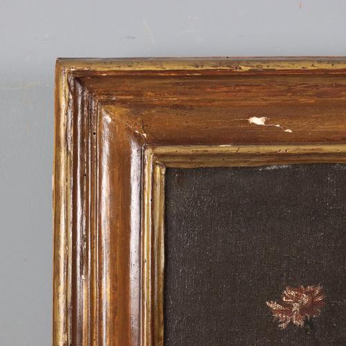 Vase with Flowers and Fruit, Oil on Canvas, Framed For Sale - Image 8 of 11