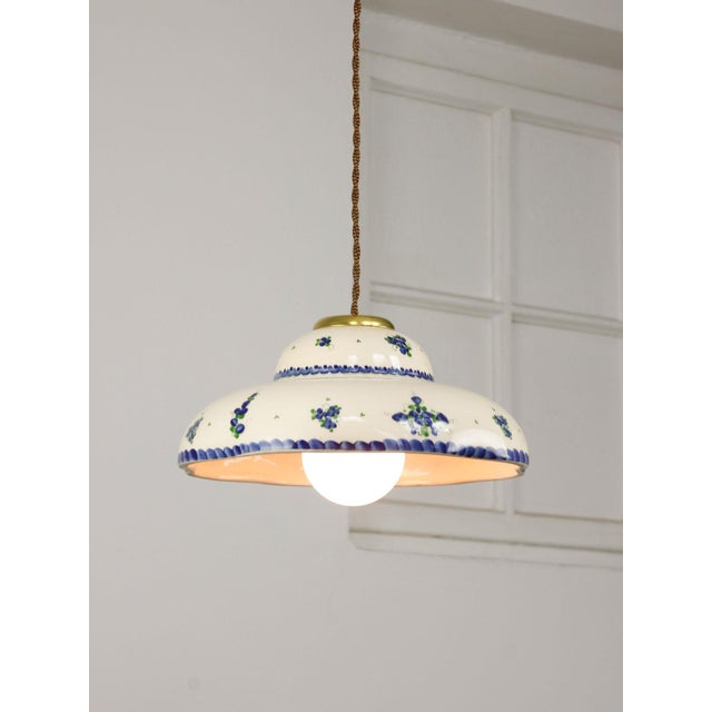Vintage Hand-Made Ceramic and Brass Pendant Lamp For Sale - Image 13 of 18