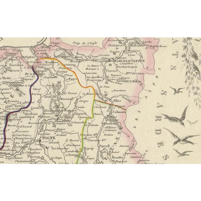 Map of Basses-Alpes France with Digne and Lavender Region by Vuillemin, c.1850 For Sale - Image 3 of 10