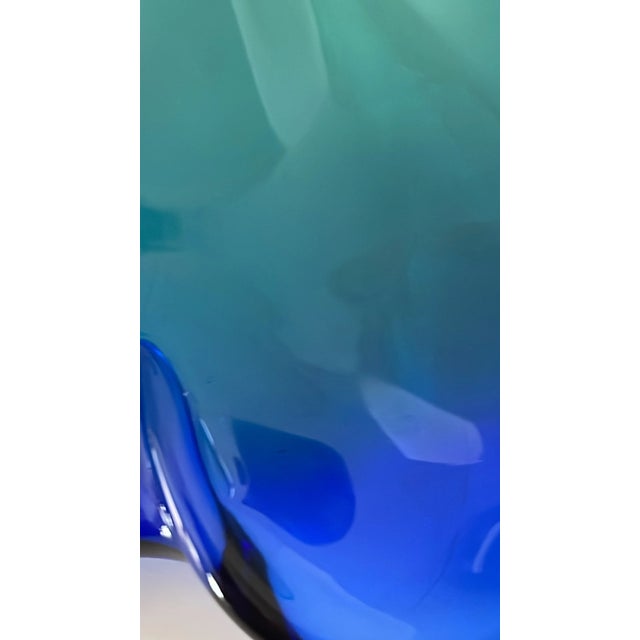 Vintage 1980s Art Glass Pedestal Centerpiece Dish For Sale - Image 4 of 8