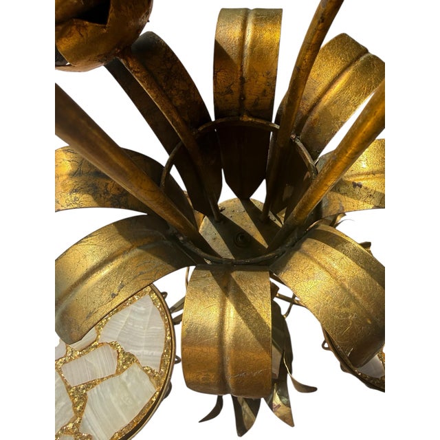 Art Deco 1960s Hollywood Regency Style - Glamorous, Gorgeous, Golden Lotus Floor Lamp For Sale - Image 3 of 12