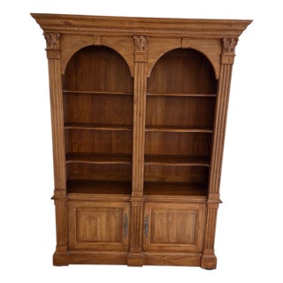 1990s Ethan Allen Legacy Bookcase Cabinet Hutch Display Breakfront Shelf For Sale