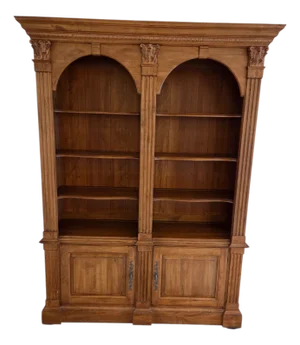1990s Ethan Allen Legacy Bookcase Cabinet Hutch Display Breakfront Shelf