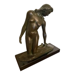 Serge Zelikson 1930's Kneeling Nude Sculpture