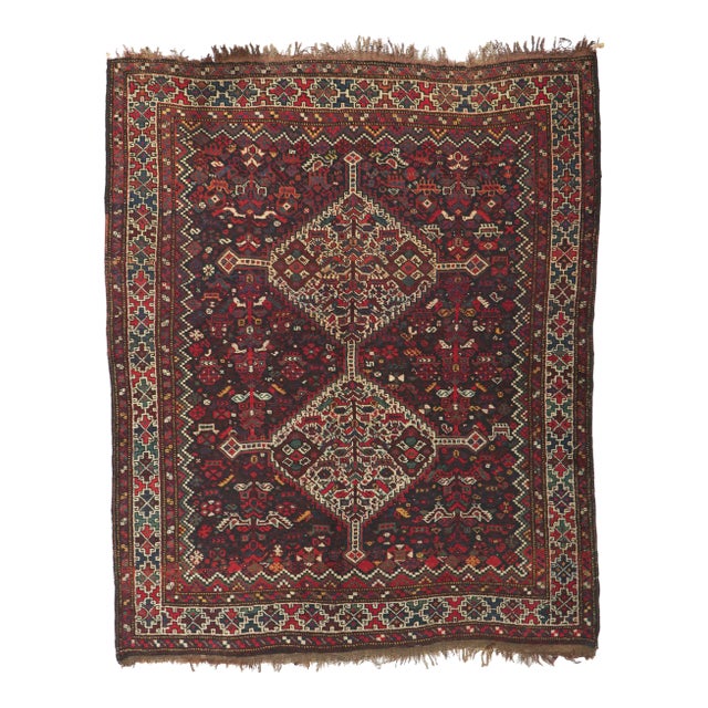 Late 19th Century Antique Persian Shiraz Rug, 05'06 X 06'07 For Sale