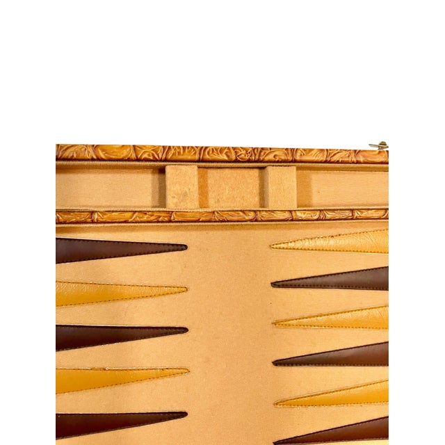 Textile Vintage Mid-Century Backgammon Game Set Faux Crocodile Travel Case For Sale - Image 7 of 18