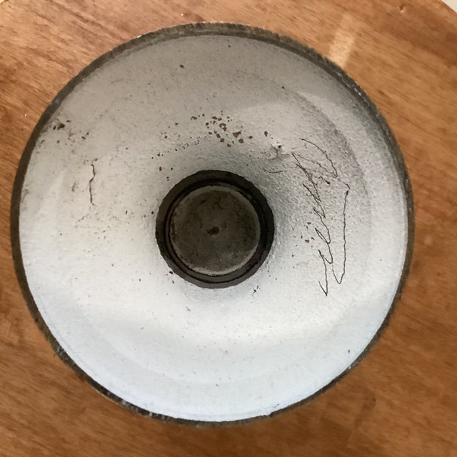 Mid 20th Century Vintage White Paint on the Brass Neoclassical Amphora Vase W/Scroll Handles Signed For Sale - Image 5 of 12