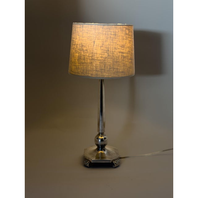 Gray Swedish Grace Pewter Lamp by Jakob Engman for Gab Guldsmedsaktiebolaget, 1933 For Sale - Image 8 of 9