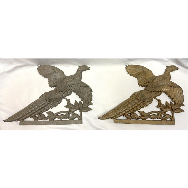 Mid Century Cast Aluminum Silvertone Flying Pheasant Wall Sculpture For Sale - Image 10 of 10