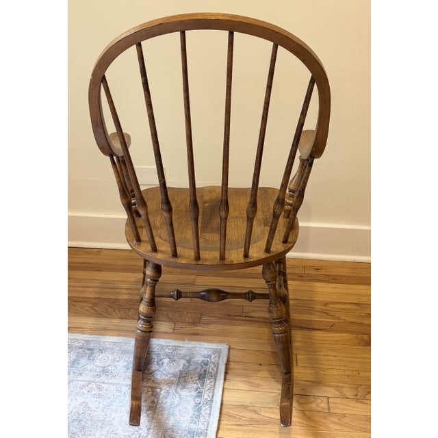 Wood Ethan Allen Windsor Bowback Rocking Chair in Nutmeg For Sale - Image 7 of 10