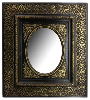 French Napoleon III Gilt and Black Stucco and Wood Wall Mirror, 1880s
