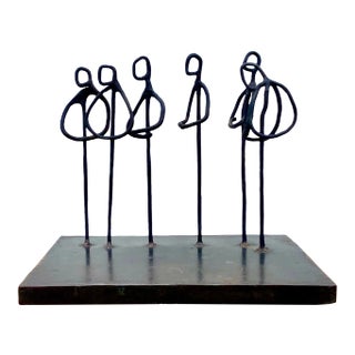 Contemporary Signed Abstract Iron Figural Sculpture "The Gathering" by Acs For Sale