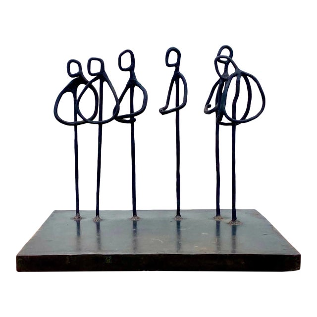 Contemporary Signed Abstract Iron Figural Sculpture "The Gathering" by Acs For Sale