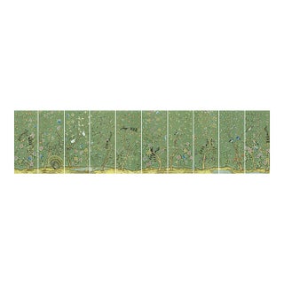 Peacock Chinoiserie Wallpaper Mural, Turquoise Green For Sale