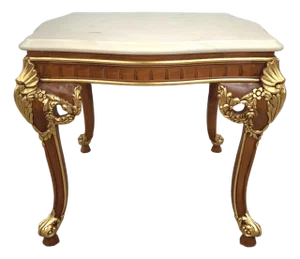 Late 20th Century Meroni Francesco Louis XV Partial Gilt Mahogany and Marble Top Side Table
