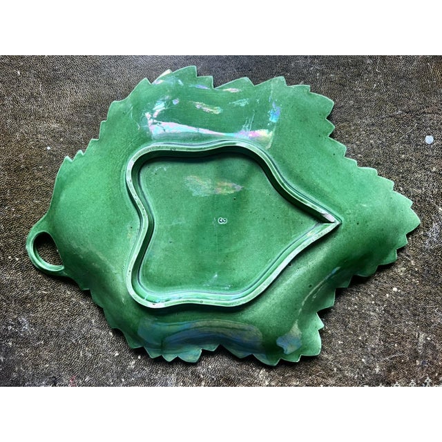 Green Antique Early 19th Century English Green Glazed Creamware Leaf Shaped Dish For Sale - Image 8 of 10