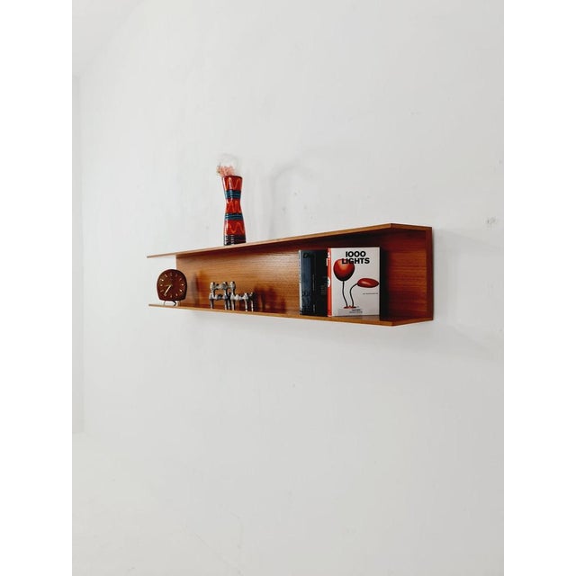 Long German Wilheilm Renz for Walter Renz hanging shelf, 1960s Design year: 1960s Dimensions per shelf: 20 D x 150 W x 26...
